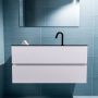 Mondiaz ADA Toiletmeubel 100x30x50cm met 1 kraangaten 2 lades cale mat Wastafel Lex midden Solid Surface Zwart FK75342306 - Thumbnail 4