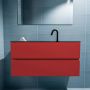 Mondiaz ADA Toiletmeubel 100x30x50cm met 1 kraangaten 2 lades fire mat Wastafel Lex midden Solid Surface Zwart FK75342248 - Thumbnail 4