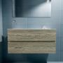 Mondiaz ADA Toiletmeubel 100x30x50cm met 1 kraangaten 2 lades light brown grey mat Wastafel Lex links Solid Surface Wit FK75342047 - Thumbnail 4