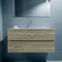 Mondiaz ADA Toiletmeubel 100x30x50cm met 0 kraangaten 2 lades light brown grey mat Wastafel Lex midden Solid Surface Wit FK75342046 - Thumbnail 4