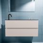 Mondiaz ADA Toiletmeubel 100x30x50cm met 1 kraangaten 2 lades linen mat Wastafel Lex links Solid Surface Zwart FK75342279 - Thumbnail 4