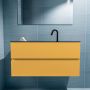 Mondiaz ADA Toiletmeubel 100x30x50cm met 1 kraangaten 2 lades ocher mat Wastafel Lex midden Solid Surface Zwart FK75342219 - Thumbnail 4