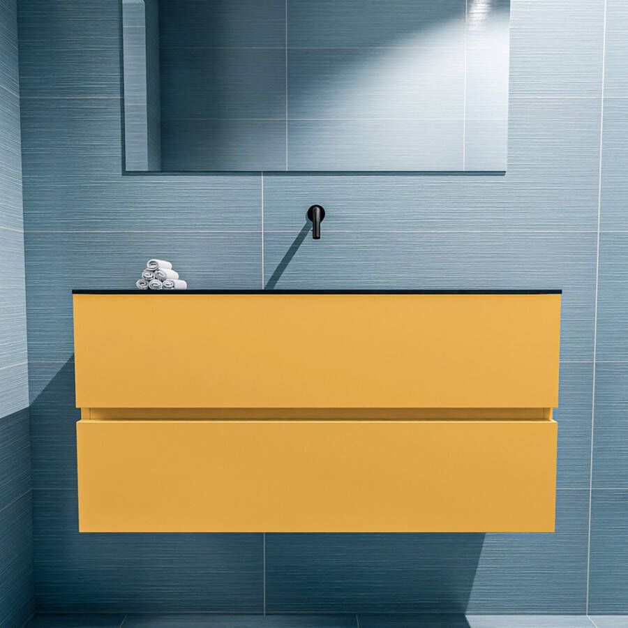 Mondiaz Ada fonteinmeubel 100cm Ocher Lex wastafel Urban midden zonder kraangat