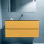 Mondiaz ADA Toiletmeubel 100x30x50cm met 0 kraangaten 2 lades ocher mat Wastafel Lex midden Solid Surface Zwart FK75342220 - Thumbnail 3