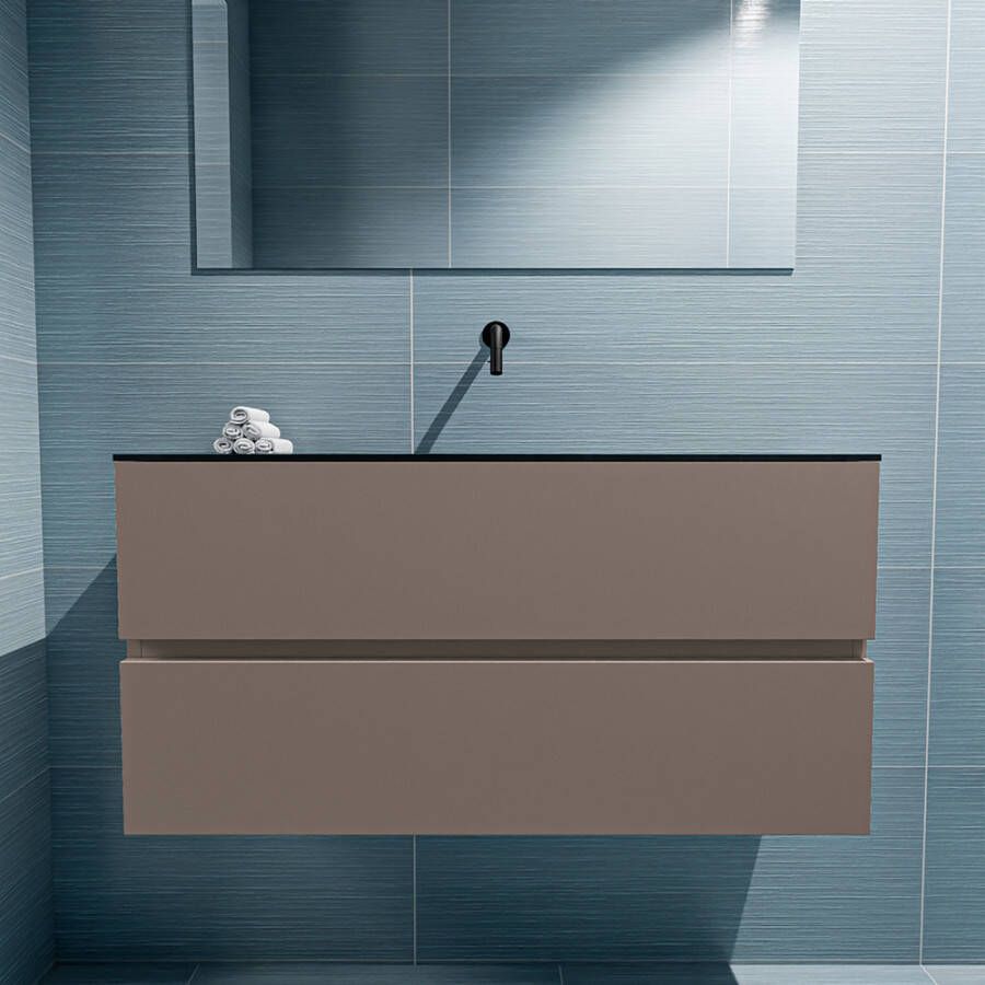 Mondiaz Ada fonteinmeubel 100cm Smoke Lex wastafel Urban midden zonder kraangat