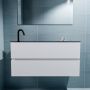 Mondiaz ADA Toiletmeubel 100x30x50cm met 1 kraangaten 2 lades talc mat Wastafel Lex links Solid Surface Zwart FK75342076 - Thumbnail 4