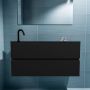 Mondiaz ADA Toiletmeubel 100x30x50cm met 1 kraangaten 2 lades urban mat Wastafel Lex links Solid Surface Zwart FK75342105 - Thumbnail 4