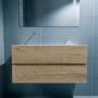 Mondiaz ADA Toiletmeubel 100x30x50cm met 0 kraangaten 2 lades washed oak mat Wastafel Lex links Solid Surface Wit FK75341990 - Thumbnail 3