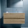 Mondiaz ADA Toiletmeubel 100x30x50cm met 1 kraangaten 2 lades washed oak mat Wastafel Lex midden Solid Surface Wit FK75341987 - Thumbnail 4