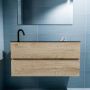 Mondiaz ADA Toiletmeubel 100x30x50cm met 1 kraangaten 2 lades washed oak mat Wastafel Lex links Solid Surface Zwart FK75342337 - Thumbnail 4