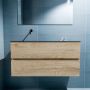 Mondiaz ADA Toiletmeubel 100x30x50cm met 0 kraangaten 2 lades washed oak mat Wastafel Lex links Solid Surface Zwart FK75342338 - Thumbnail 4