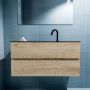 Mondiaz ADA Toiletmeubel 100x30x50cm met 1 kraangaten 2 lades washed oak mat Wastafel Lex midden Solid Surface Zwart FK75342335 - Thumbnail 4