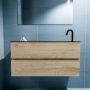 Mondiaz ADA Toiletmeubel 100x30x50cm met 1 kraangaten 2 lades washed oak mat Wastafel Lex rechts Solid Surface Zwart FK75342339 - Thumbnail 4