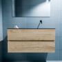 Mondiaz ADA Toiletmeubel 100x30x50cm met 0 kraangaten 2 lades washed oak mat Wastafel Lex rechts Solid Surface Zwart FK75342340 - Thumbnail 4