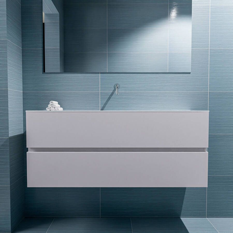 Mondiaz Ada fonteinmeubel 120cm Cale Lex wastafel Talc midden zonder kraangat