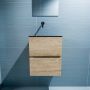 Mondiaz ADA Toiletmeubel 40x30x50cm met 0 kraangaten 2 lades washed oak mat Wastafel Lex links Solid Surface Zwart FK75342320 - Thumbnail 4