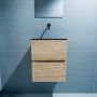 Mondiaz ADA Toiletmeubel 40x30x50cm met 0 kraangaten 2 lades washed oak mat Wastafel Lex midden Solid Surface Zwart FK75342318 - Thumbnail 4