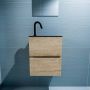 Mondiaz ADA Toiletmeubel 40x30x50cm met 1 kraangaten 2 lades washed oak mat Wastafel Lex rechts Solid Surface Zwart FK75342321 - Thumbnail 4