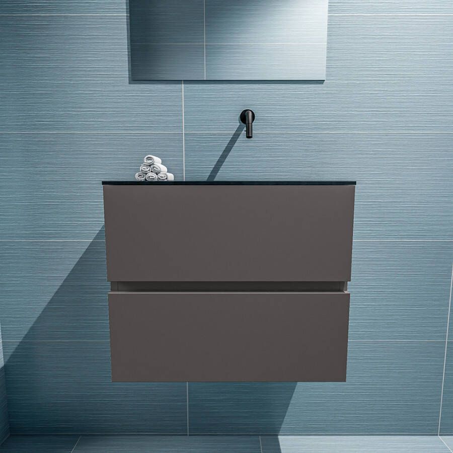 Mondiaz Ada fonteinmeubel 60cm Dark Grey Lex wastafel Urban rechts zonder kraangat