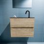 Mondiaz ADA Toiletmeubel 60x30x50cm met 1 kraangaten 2 lades washed oak mat Wastafel Lex midden Solid Surface Zwart FK75342323 - Thumbnail 4