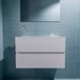 Mondiaz ADA Toiletmeubel 80x30x50cm met 1 kraangaten 2 lades cale mat Wastafel Lex links Solid Surface Wit FK75341954 - Thumbnail 3