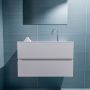 Mondiaz ADA Toiletmeubel 80x30x50cm met 1 kraangaten 2 lades cale mat Wastafel Lex midden Solid Surface Wit FK75341952 - Thumbnail 4