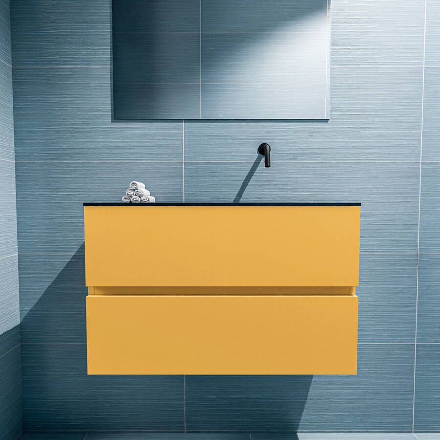 Mondiaz Ada fonteinmeubel 80cm Ocher Lex wastafel Urban rechts zonder kraangat