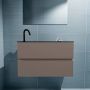 Mondiaz ADA Toiletmeubel 80x30x50cm met 1 kraangaten 2 lades smoke mat Wastafel Lex links Solid Surface Zwart FK75342157 - Thumbnail 4