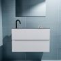 Mondiaz ADA Toiletmeubel 80x30x50cm met 1 kraangaten 2 lades talc mat Wastafel Lex links Solid Surface Zwart FK75342070 - Thumbnail 4