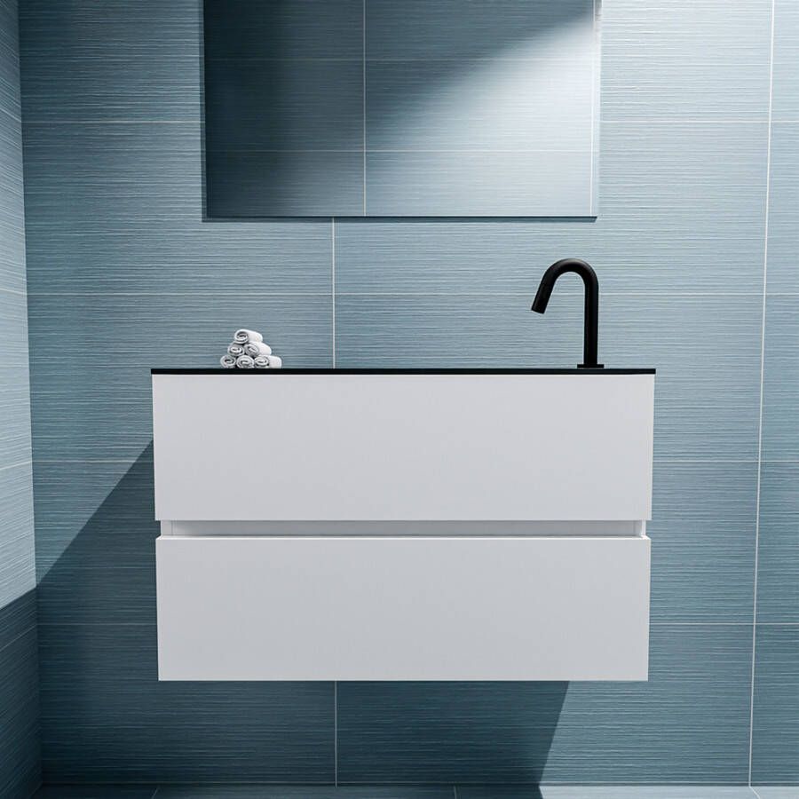 Mondiaz Ada fonteinmeubel 80cm Talc Lex wastafel Urban rechts met 1 kraangat