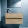 Mondiaz ADA Toiletmeubel 80x30x50cm met 1 kraangaten 2 lades washed oak mat Wastafel Lex links Solid Surface Zwart FK75342331 - Thumbnail 3