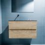 Mondiaz ADA Toiletmeubel 80x30x50cm met 0 kraangaten 2 lades washed oak mat Wastafel Lex links Solid Surface Zwart FK75342332 - Thumbnail 4