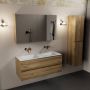 Mondiaz Aivy badmeubelset 120x45x50cm 0 kraangaten 2 wasbakken talc Solid surface Links en rechts 2 lades Met spiegelkast Melamine Chai AIVY80385 - Thumbnail 4