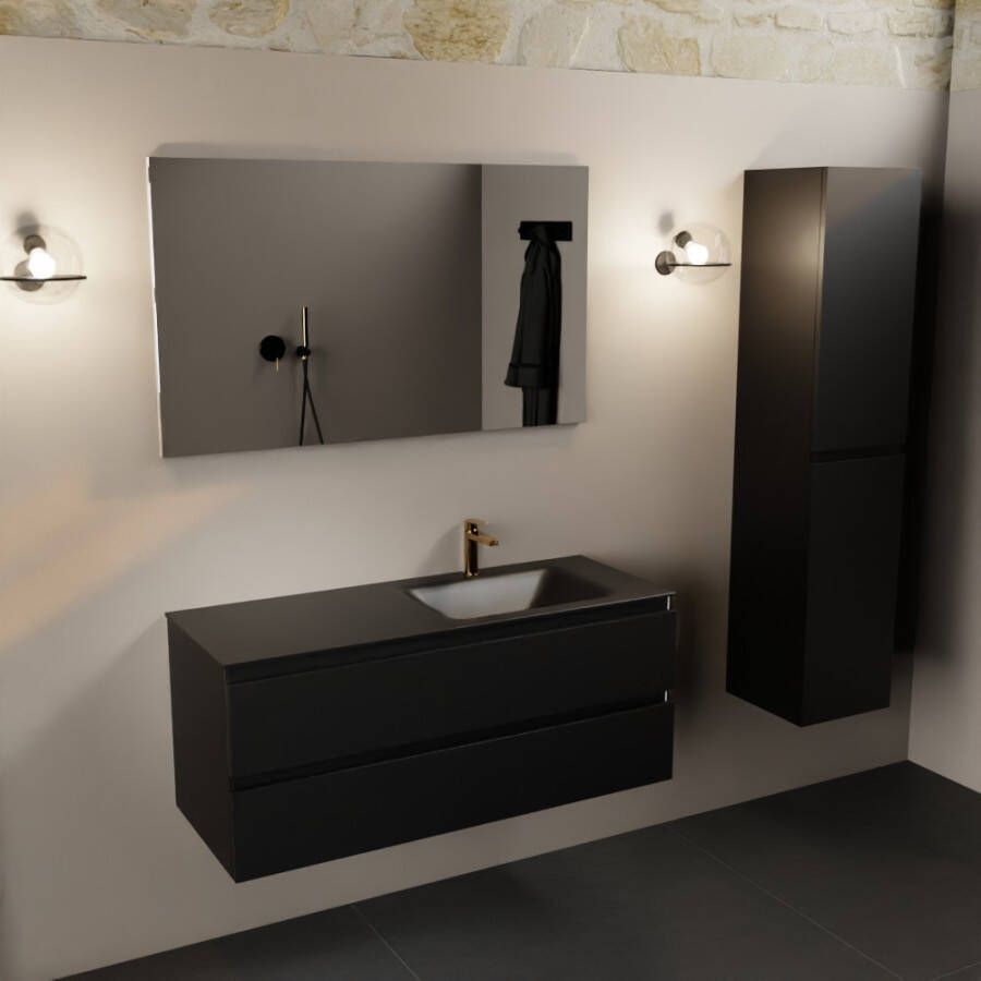 Mondiaz Aivy 120cm badmeubel Urban wastafel Urban solid surface rechts 1 kraangat met spiegel