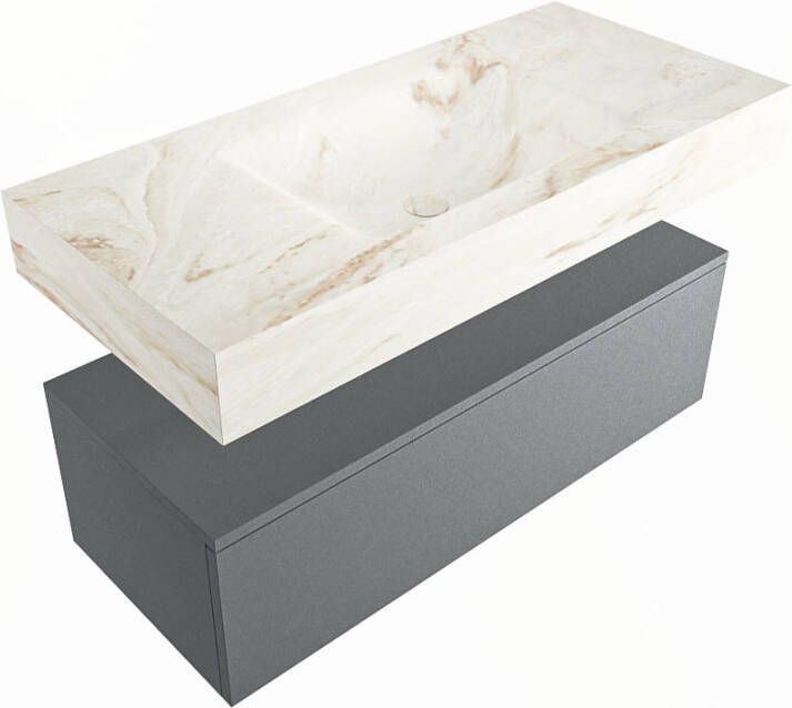 Mondiaz Alan Dlux badmeubel 100cm Plata Cloud wastafel Frappe midden zonder kraangat