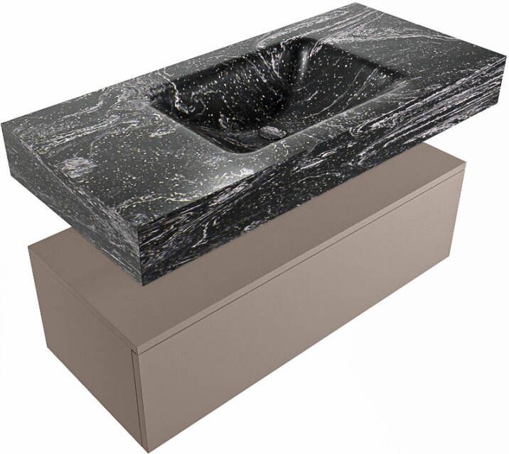 Mondiaz Alan Dlux badmeubel 100cm Smoke Cloud wastafel Lava midden zonder kraangat