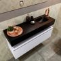 Mondiaz ANDOR Toiletmeubel 100x30x30cm met 1 kraangaten 1 lades cale mat Wastafel Lex rechts Solid Surface Zwart FK75343702 - Thumbnail 3