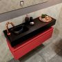 Mondiaz ANDOR Toiletmeubel 100x30x30cm met 1 kraangaten 1 lades fire mat Wastafel Lex links Solid Surface Zwart FK75343642 - Thumbnail 3