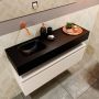 Mondiaz ANDOR Toiletmeubel 100x30x30cm met 0 kraangaten 1 lades linen mat Wastafel Lex links Solid Surface Zwart FK75343672 - Thumbnail 3