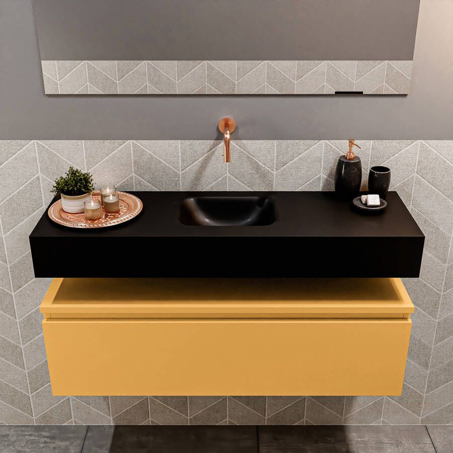 Mondiaz Andor fonteinmeubel 100cm Ocher Lex 100cm wastafel Urban midden zonder kraangat