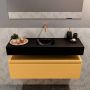 Mondiaz ANDOR Toiletmeubel 100x30x30cm met 0 kraangaten 1 lades ocher mat Wastafel Lex midden Solid Surface Zwart FK75343612 - Thumbnail 4