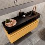 Mondiaz ANDOR Toiletmeubel 100x30x30cm met 1 kraangaten 1 lades ocher mat Wastafel Lex rechts Solid Surface Zwart FK75343615 - Thumbnail 3