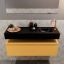 Mondiaz ANDOR Toiletmeubel 100x30x30cm met 1 kraangaten 1 lades ocher mat Wastafel Lex rechts Solid Surface Zwart FK75343615 - Thumbnail 4