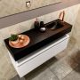Mondiaz ANDOR Toiletmeubel 100x30x30cm met 1 kraangaten 1 lades talc mat Wastafel Lex rechts Solid Surface Zwart FK75343470 - Thumbnail 3