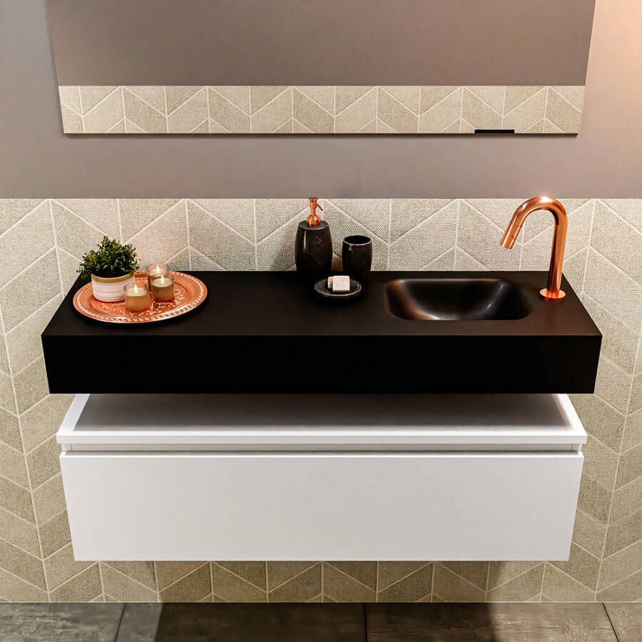 Mondiaz Andor fonteinmeubel 100cm Talc Lex 100cm wastafel Urban rechts met 1 kraangat