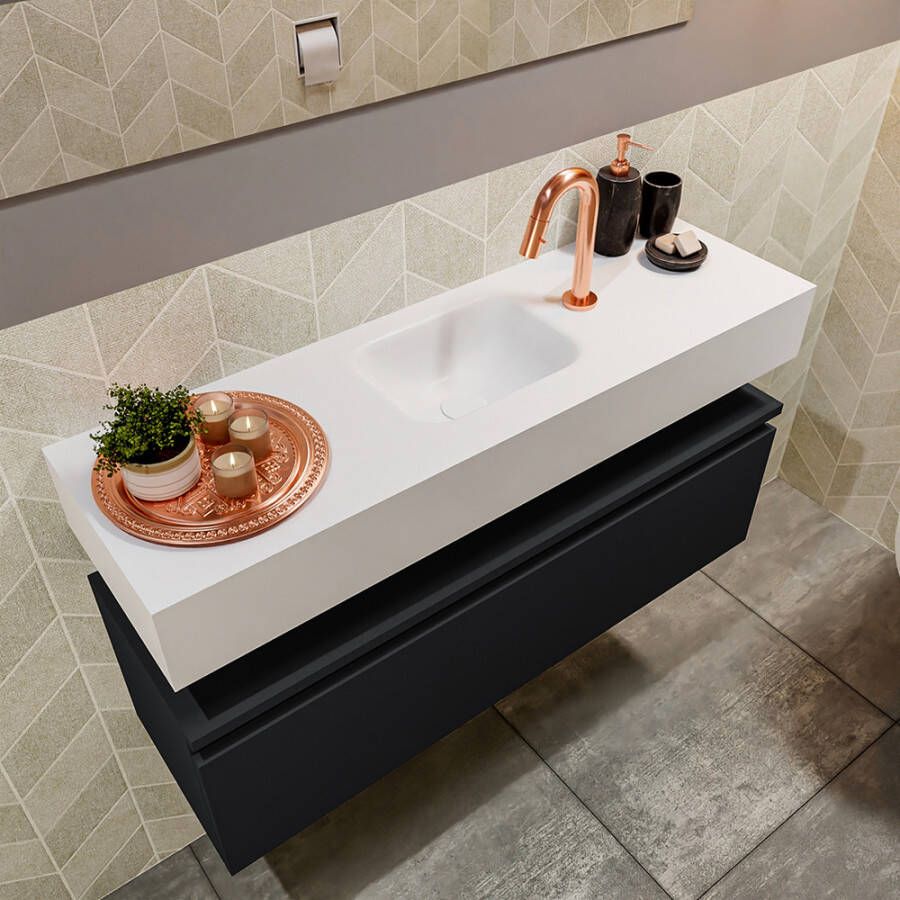 Mondiaz Andor fonteinmeubel 100cm Urban Lex 100cm wastafel Talc midden met 1 kraangat