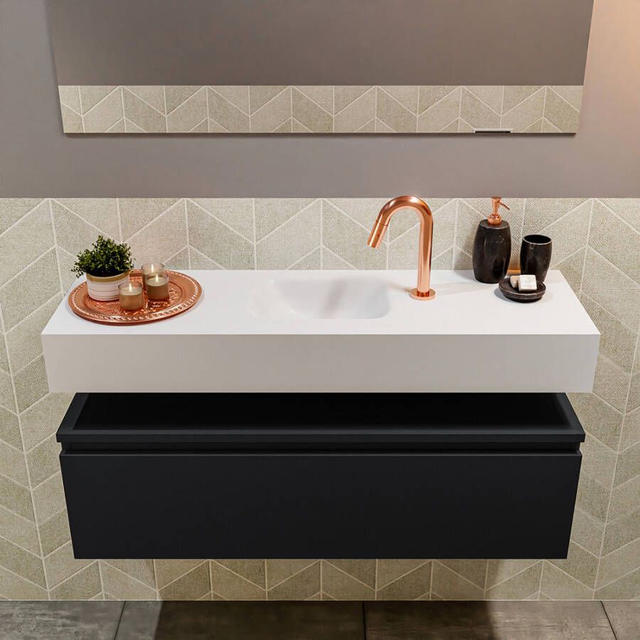 Mondiaz Andor fonteinmeubel 100cm Urban Lex 100cm wastafel Talc midden met 1 kraangat