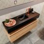 Mondiaz ANDOR Toiletmeubel 100x30x30cm met 1 kraangaten 1 lades washed oak mat Wastafel Lex midden Solid Surface Zwart FK75343727 - Thumbnail 3