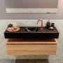 Mondiaz ANDOR Toiletmeubel 100x30x30cm met 1 kraangaten 1 lades washed oak mat Wastafel Lex midden Solid Surface Zwart FK75343727 - Thumbnail 4