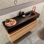 Mondiaz ANDOR Toiletmeubel 100x30x30cm met 1 kraangaten 1 lades washed oak mat Wastafel Lex rechts Solid Surface Zwart FK75343731 - Thumbnail 3